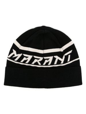 MARANT logo-intarsia knitted beanie - Black