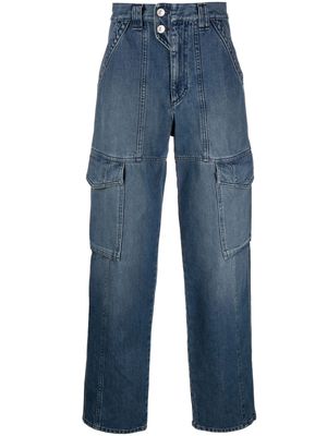 MARANT logo-patch mid-rise cargo jeans - Blue
