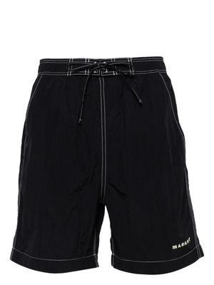 MARANT logo-print contrast-stitching swim shorts - Black
