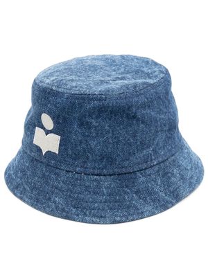 MARANT logo-print denim bucket hat - Blue