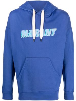 MARANT logo-print drawstring hoodie - Blue