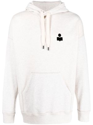 MARANT logo print drawstring hoodie - Neutrals