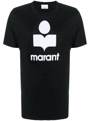 MARANT logo-print linen T-shirt - Black
