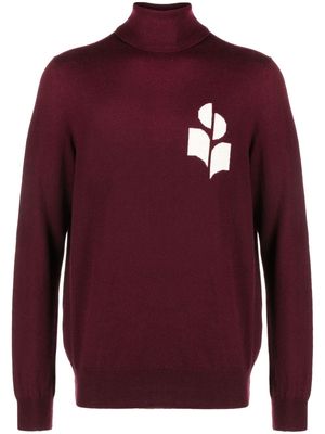 MARANT logo-print roll-neck jumper - Purple