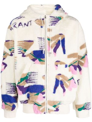 MARANT Mikori fleece-texture hooded jacket - Neutrals