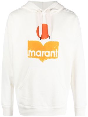 MARANT Miley distressed logo-print hoodie - White
