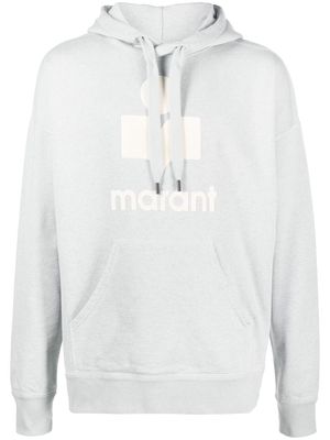 MARANT Miley flocked-logo hoodie - Blue