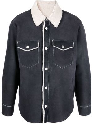 MARANT oversize shearling shirt jacket - Black