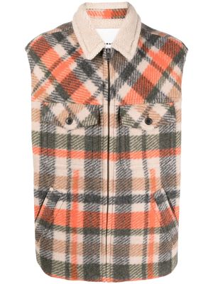 MARANT plaid check-pattern gilet - Orange