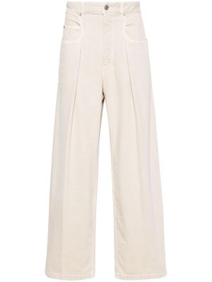 MARANT pleated wide-leg cotton trousers - Neutrals