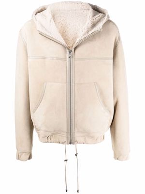 MARANT reversible hooded leather jacket - Neutrals
