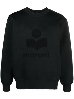 MARANT ribbed-knit intarsia-logo sweater - Black