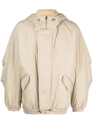 MARANT slouch-hood concealed-fastening bomber jacket - Neutrals
