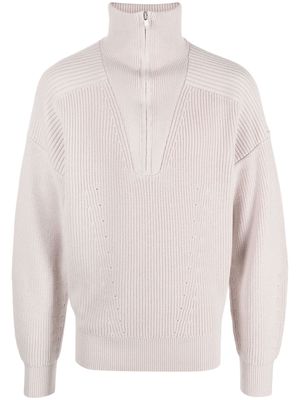 MARANT zip-up merino wool jumper - Neutrals