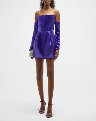 Maraya Off-Shoulder Velvet Mini Dress