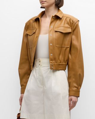 Marbella Cropped Faux Leather Utility Jacket