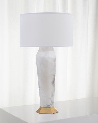 Marble & Gold Leaf Hexagon 39" Table Lamp
