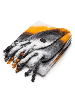 Marbled Mohair Blanket - Orange Black White - Orange Black White