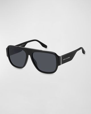 Marc 756S Flat-Top Acetate Rectangle Sunglasses