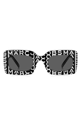 Marc Jacobs 50mm Rectangular Sunglasses in Black White/Grey