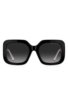 Marc Jacobs 53mm Gradient Polarized Square Sunglasses in Black White/Grey Shaded