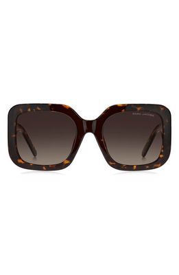 Marc Jacobs 53mm Gradient Polarized Square Sunglasses in Havana/Brown Gradient