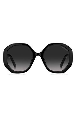 Marc Jacobs 53mm Gradient Round Sunglasses in Black/Grey Shaded