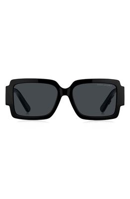 Marc Jacobs 55mm Gradient Rectangular Sunglasses in Black Whte/Gray Ar