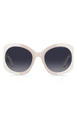 Marc Jacobs 56mm Gradient Rectangular Sunglasses in Ivory/Grey Shaded Blue