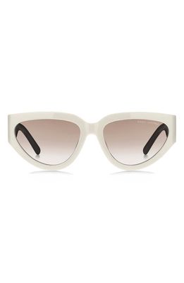 Marc Jacobs 57mm Cat Eye Sunglasses in White Black/Brown Gradient
