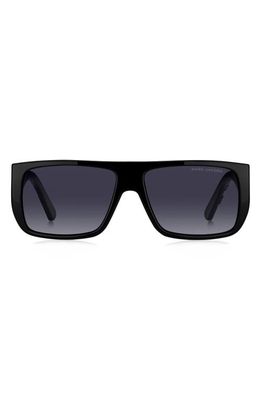 Marc Jacobs 57mm Flat Top Sunglasses in Black White/Grey Shaded