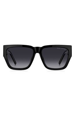 Marc Jacobs 57mm Gradient Square Sunglasses in Black Grey/Gray Polar