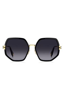 Marc Jacobs 58mm Gradient Angular Sunglasses in Black Gold/Grey Shaded
