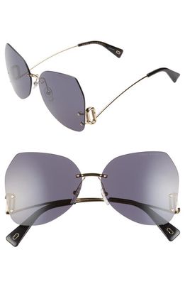 Marc Jacobs 63mm Oversize Rimless Butterfly Sunglasses in Black/Gold/Black