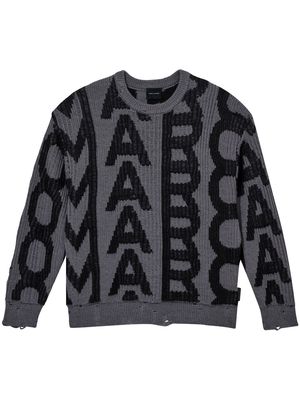 Marc Jacobs distressed monogram-pattern jumper - Grey