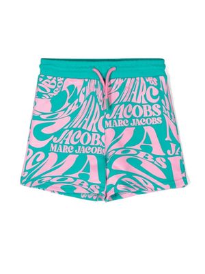 Marc Jacobs Kids all-over logo print shorts - Green