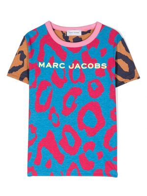 Marc Jacobs Kids cheetah-print cotton T-shirt - Blue