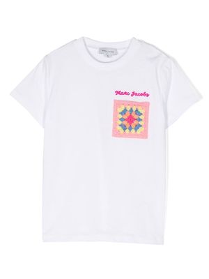 Marc Jacobs Kids crochet-pocket round-neck T-shirt - White