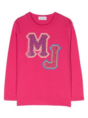 Marc Jacobs Kids crystal-embellished cotton logo T-shirt - Pink