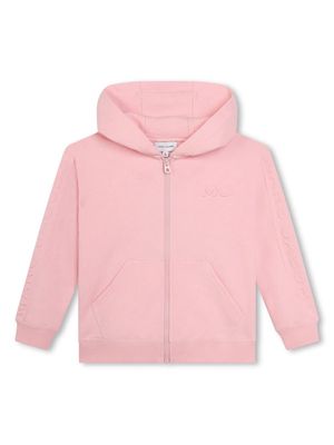 Marc Jacobs Kids embossed-logo cotton hooded cardigan - Pink