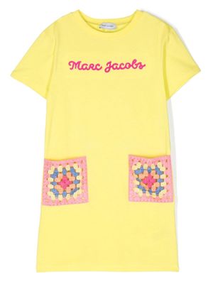 Marc Jacobs Kids embroidered-logo cotton dress - Yellow