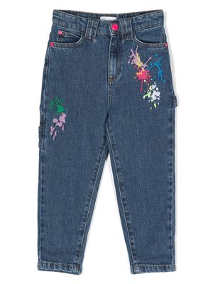 Marc Jacobs Kids embroidered tapered trousers - Blue
