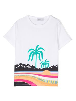 Marc Jacobs Kids landscape-print round-neck T-shirt - White