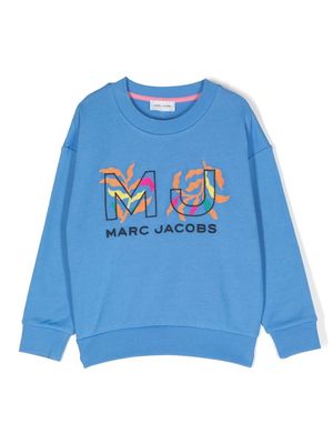 Marc Jacobs Kids logo-embroidered crew-neck sweatshirt - Blue