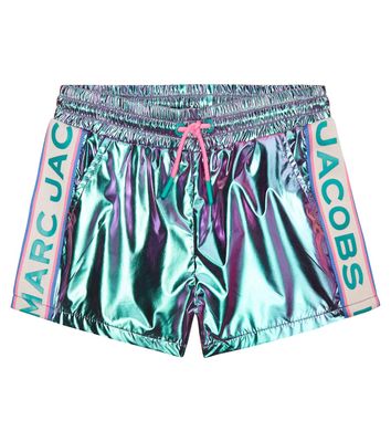 Marc Jacobs Kids Logo metallic track shorts