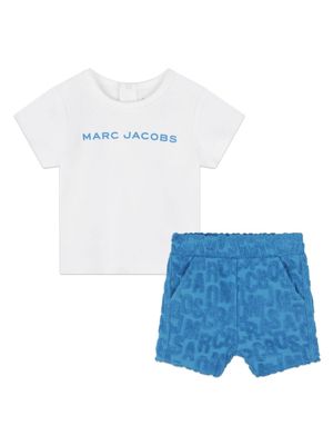 Marc Jacobs Kids logo-print cotton-blend shorts set - Blue
