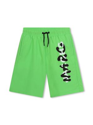 Marc Jacobs Kids logo-print drawstring swim shorts - Green