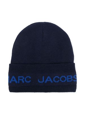 Marc Jacobs Kids logo-print knitted beanie hat - Blue