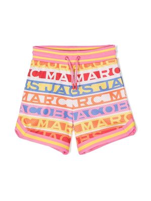 Marc Jacobs Kids logo-stripe perforated shorts - Pink