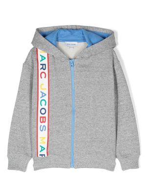 Marc Jacobs Kids logo-stripe zipped hoodie - Grey
